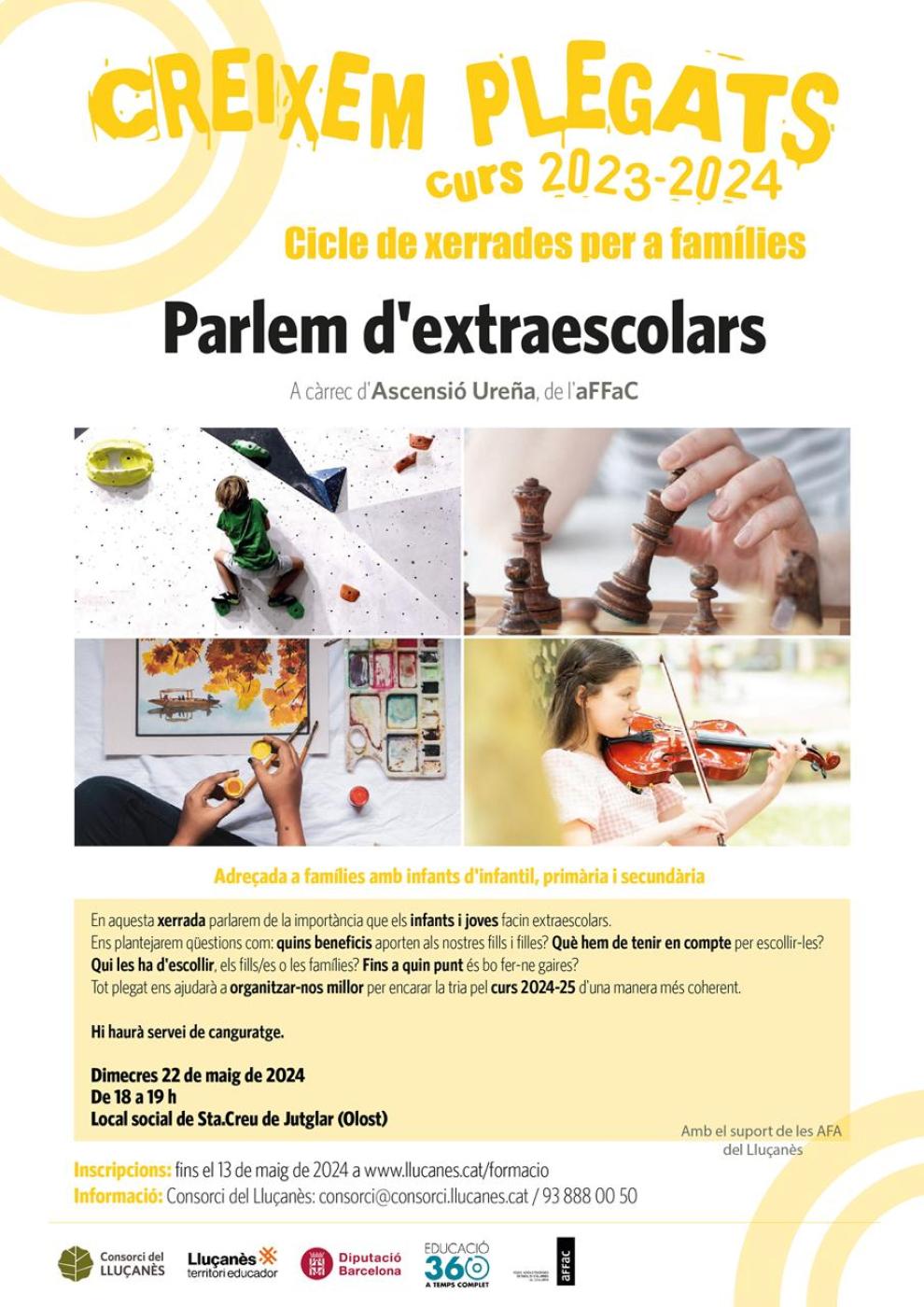 Parlem d'Extraescolars, xerrada per a famílies amb infants a Infantil, Primària i Secundària